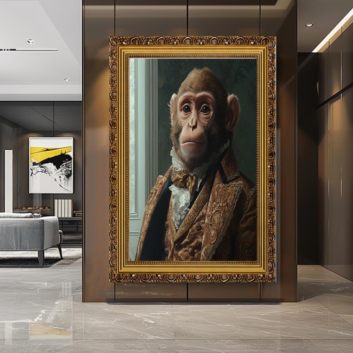 Victorian Monkey Portrait Art Print, Vintage Animal - Image 4