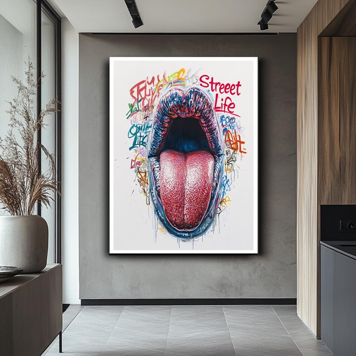 Bold Open Mouth Tongue Street Life Graffiti Pop Art Urban Poster - Image 5
