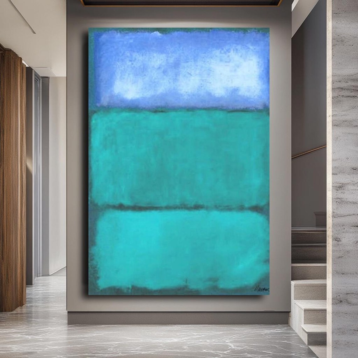 Mark Rothko Style Sky Blue Turquoise Color Field Abstract Poster - Image 4