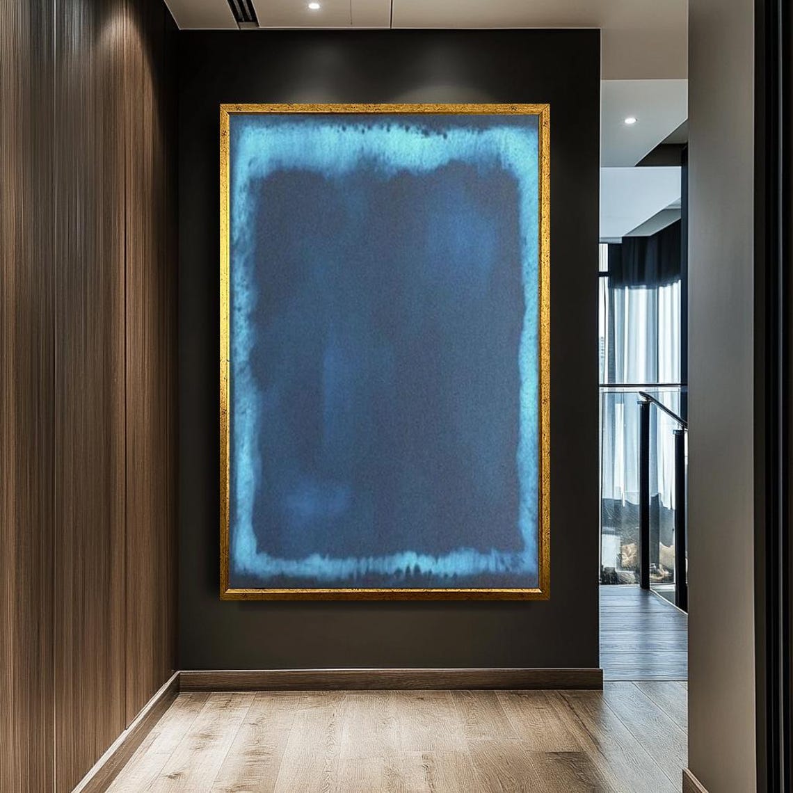 Deep Blue Color Field Abstract Minimalist Calm Modern Wall Art