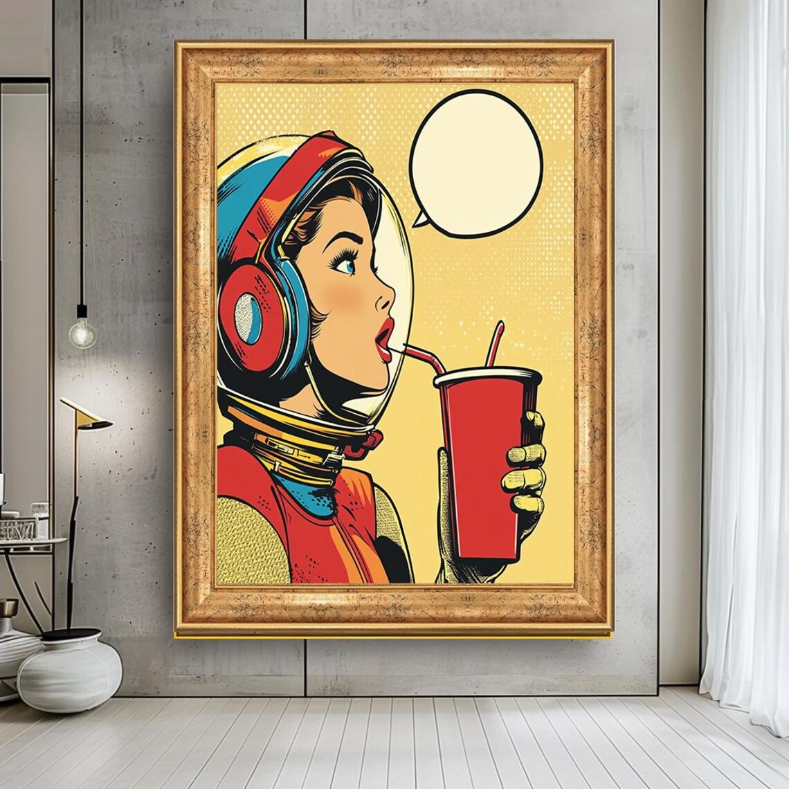 Space Girl Retro Pop Art Comic Style Art Print