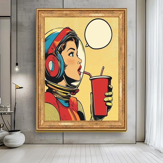 Space Girl Retro Pop Art Comic Style Art Print