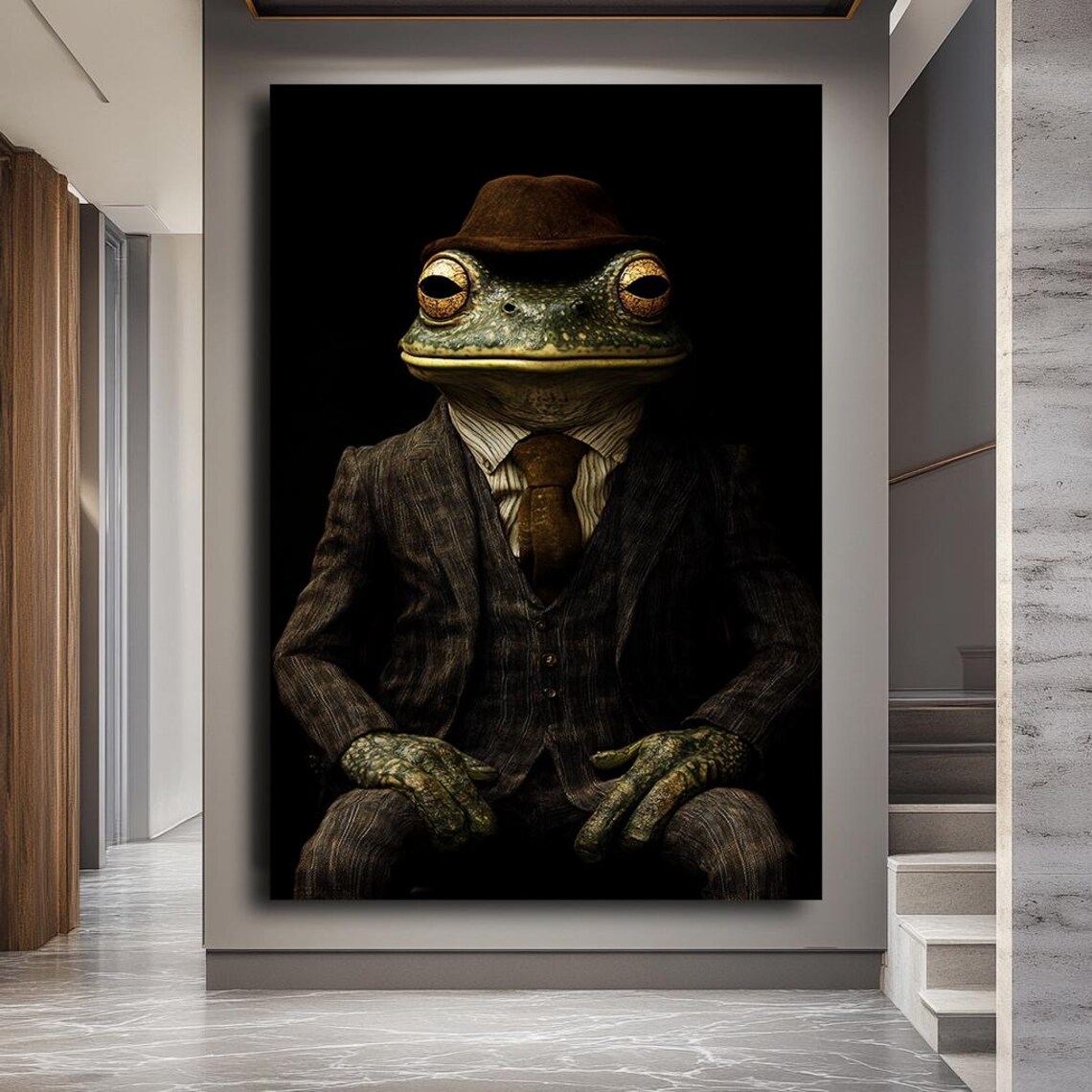 Quirky Frog In Suit Vintage Style Animal Portrait - Image 3