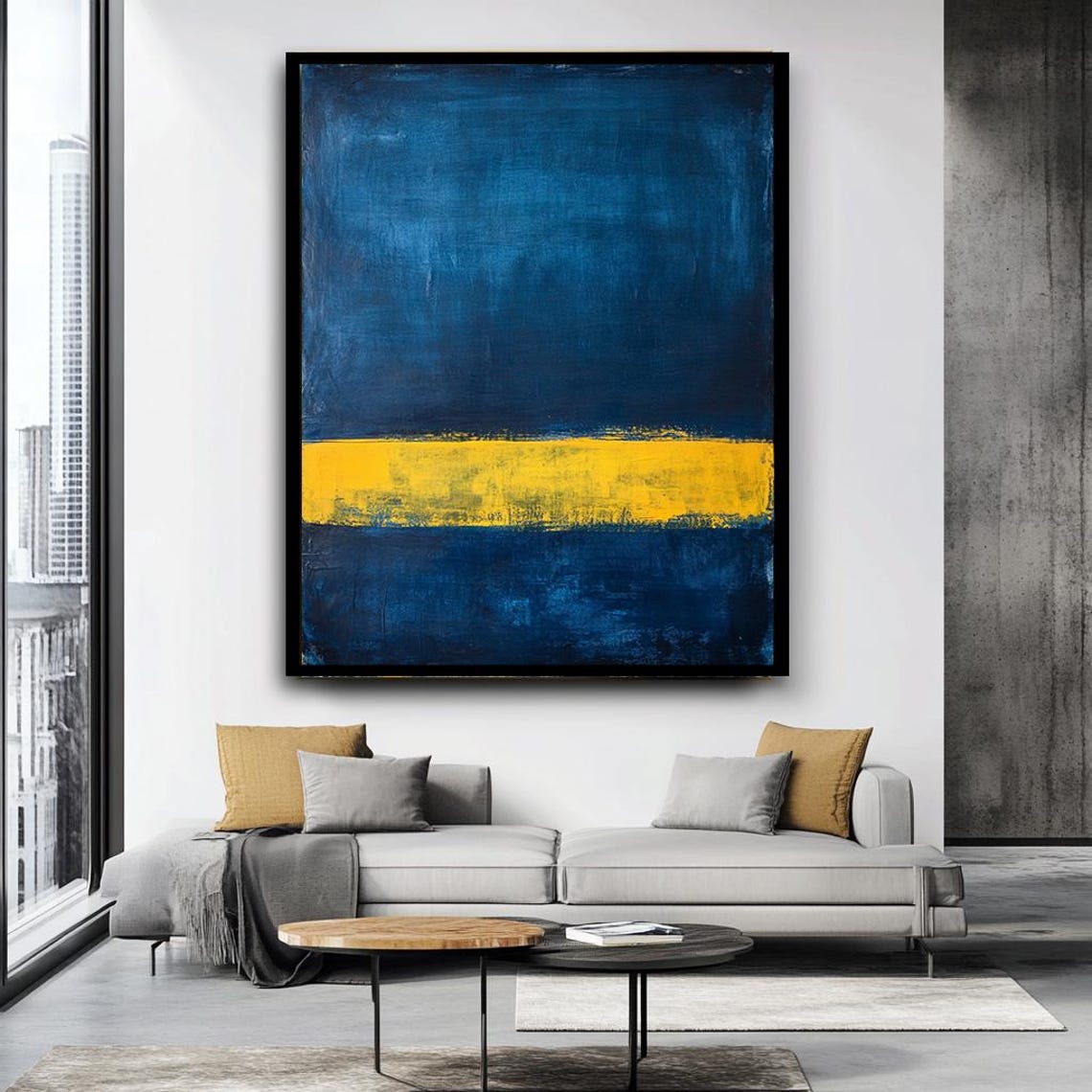 Mark Rothko Style Deep Blue Yellow Band Abstract Color Field Poster - Image 3