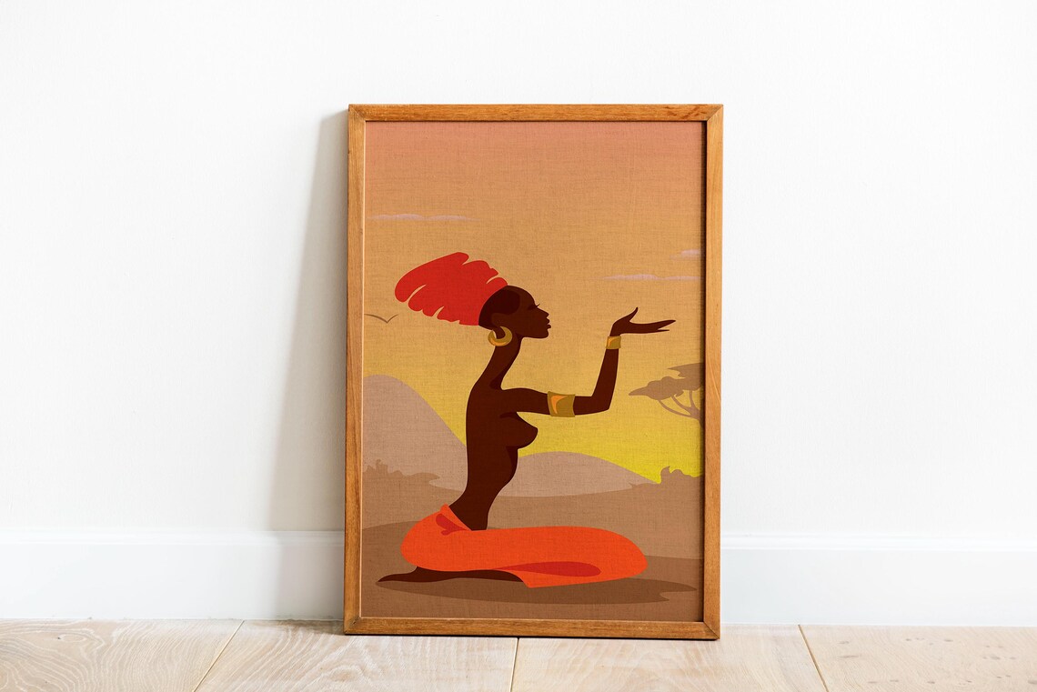 African Woman Wall Art Minimalist Tribal Style Poster - Image 5