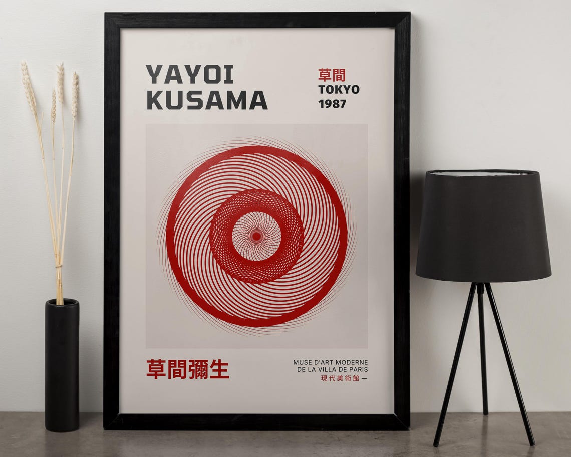 Yayoi Kusama Tokyo 1987 Red Spiral Exhibition Gallery Poster