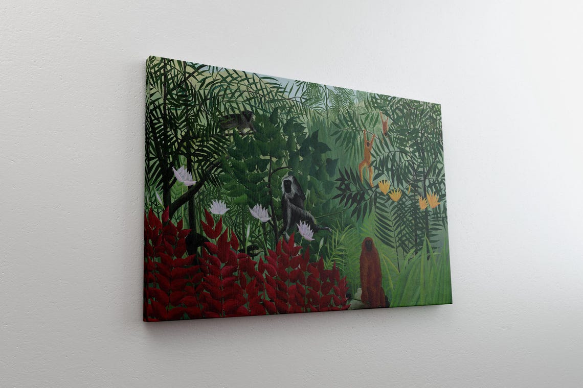Tropical Jungle With Monkeys Henri Rousseau Style Vintage Art Print - Image 3