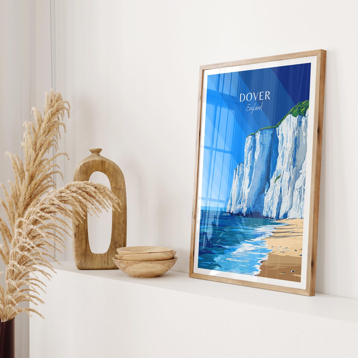 Dover England Towering White Chalk Cliffs Coastal Beach Poster - Image 2