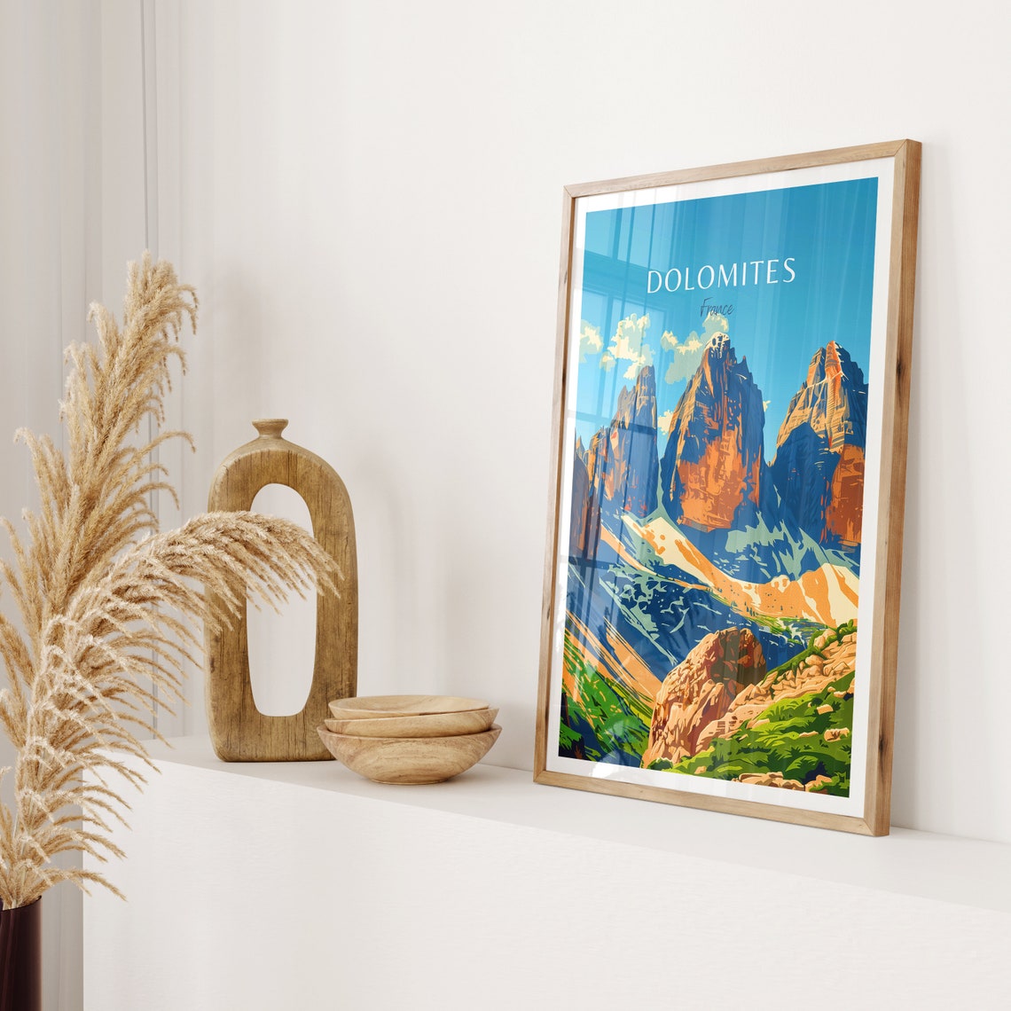 Dolomites Dramatic Jagged Alpine Peaks Vintage Mountain Poster - Image 2