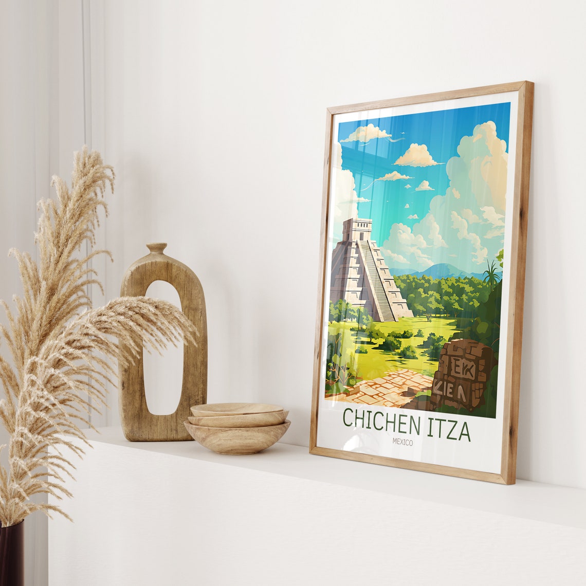 Chichen Itza Travel Poster Mexico Wall Art The Perfect Gift And A Lasting Travel Memory Art Print Print - Image 2