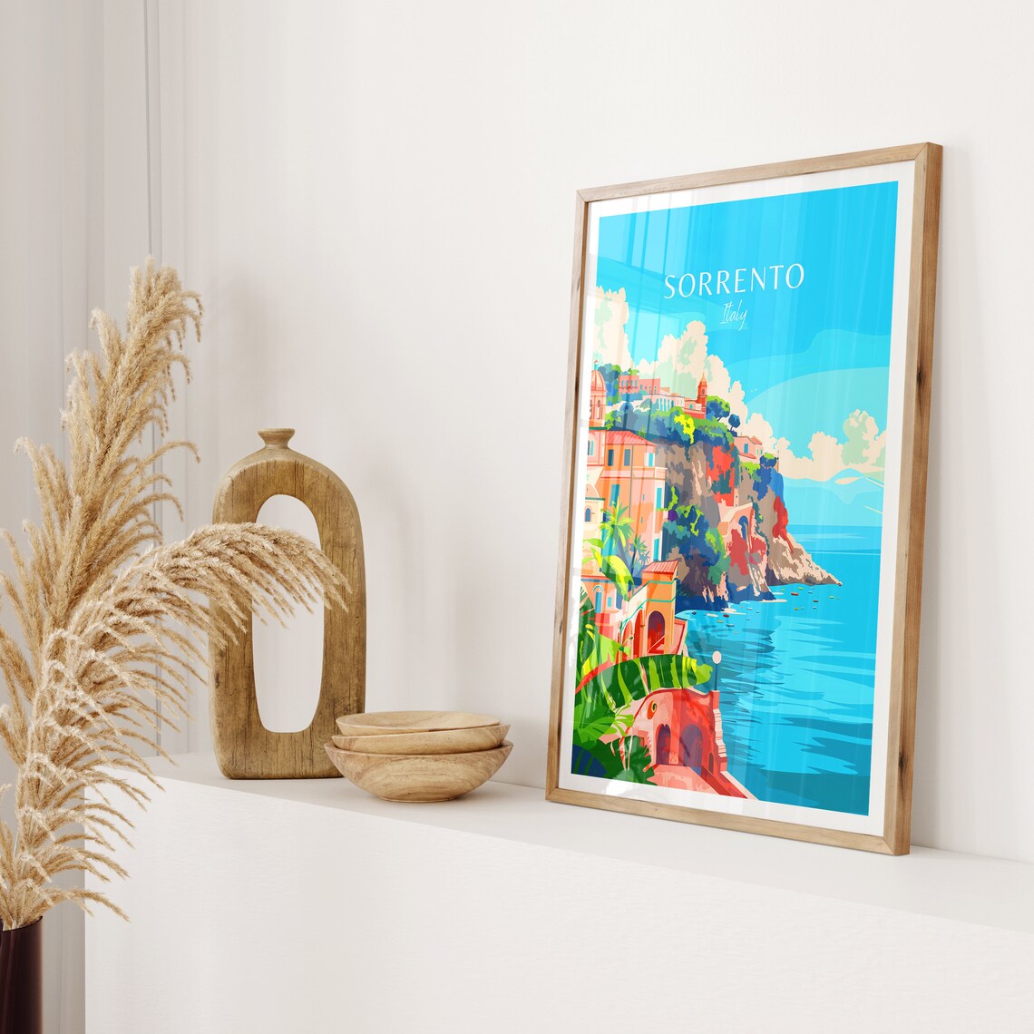 Sorrento Italy Colorful Cliff Village with Church Dome Poster - Image 2