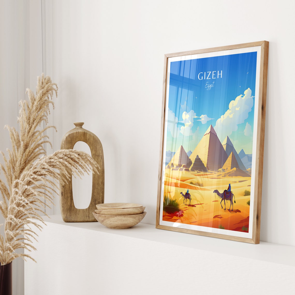 Gizeh Egypt Pyramids Camel Desert Caravan Vintage Travel Poster - Image 2