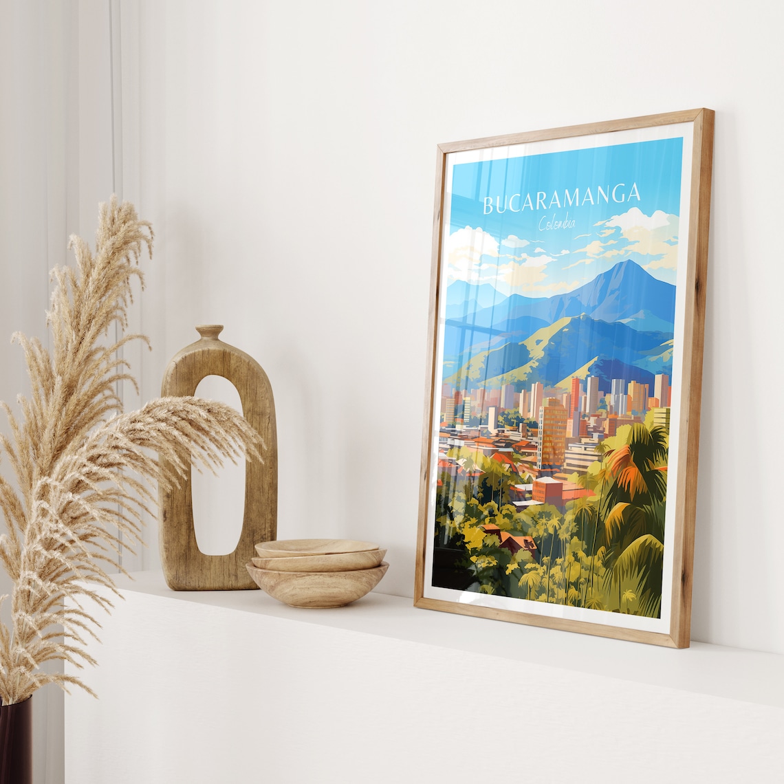 Bucaramanga Colombia City Skyline Mountains Vintage Travel Poster - Image 2