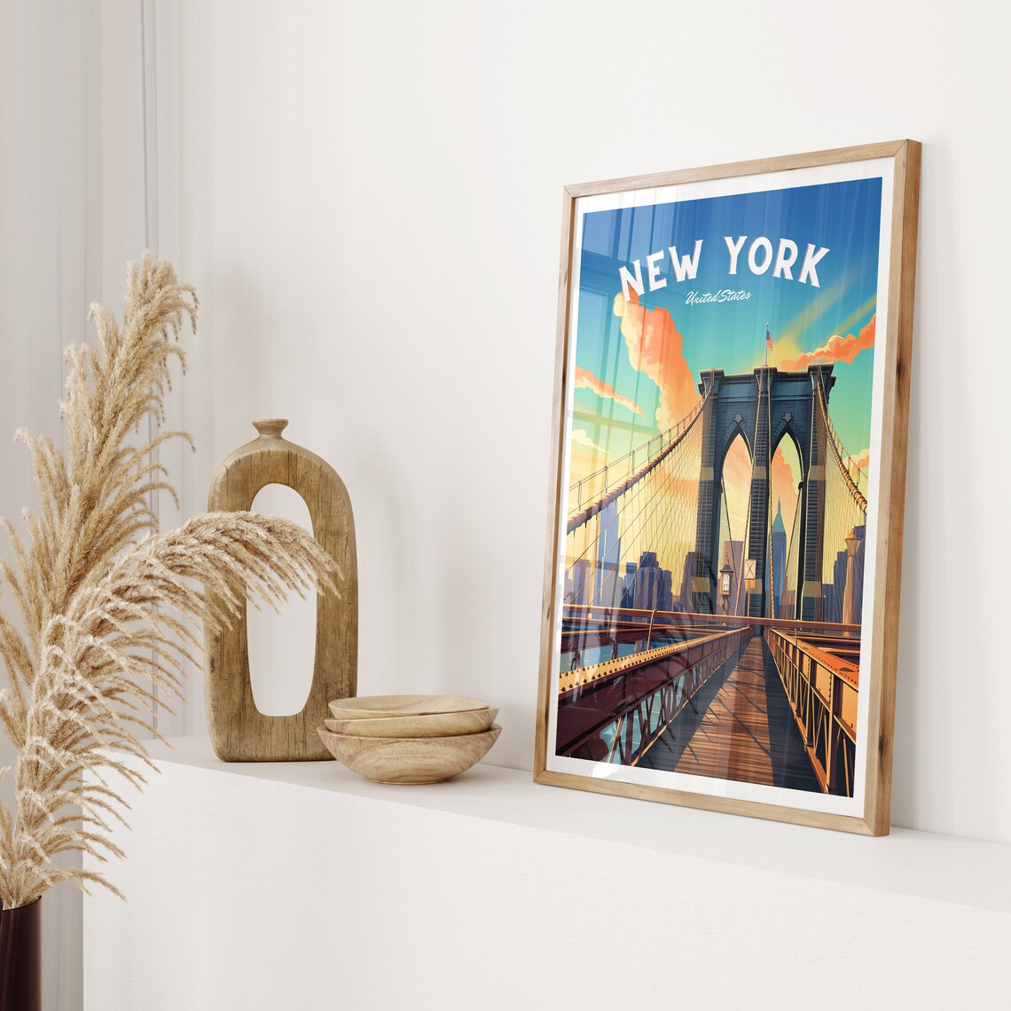 New York Vintage Travel Poster, Brooklyn Bridge - Image 2
