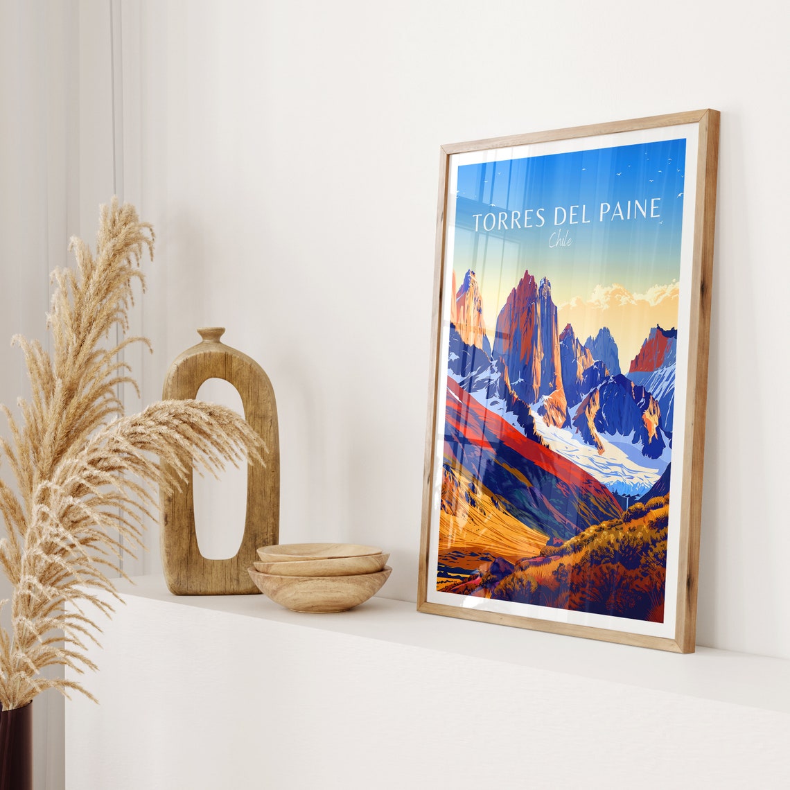 Torres del Paine Chile Granite Towers Sunset Mountain Travel Poster - Image 2