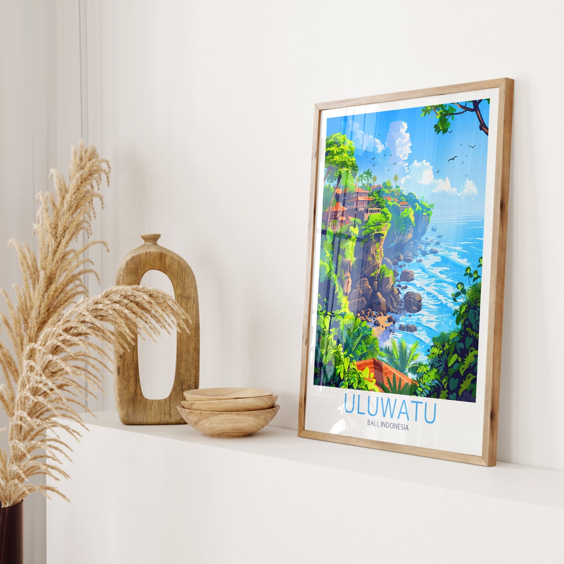 Uluwatu Bali Indonesia Cliff Temple Ocean View Travel Art Poster - Image 2