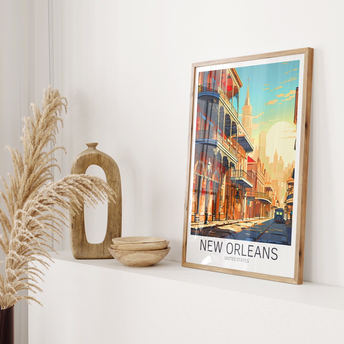 New Orleans United States French Quarter Balconies Streetcar Poster - Image 2