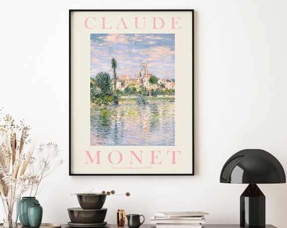 Claude Monet Vétheuil in Summer 1880 Blush Pink Design Poster