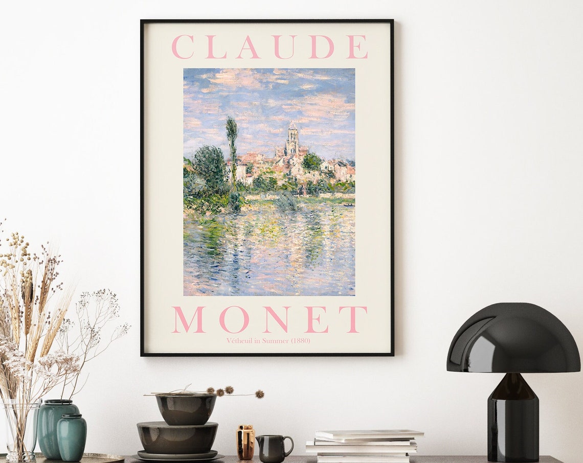 Claude Monet Vétheuil in Summer 1880 Blush Pink Design Poster