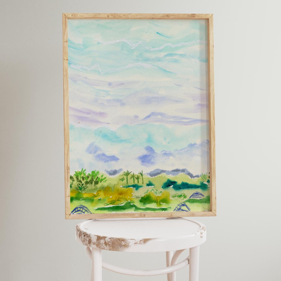 Green Mountain Landscape Art Print, Colorful Scenery