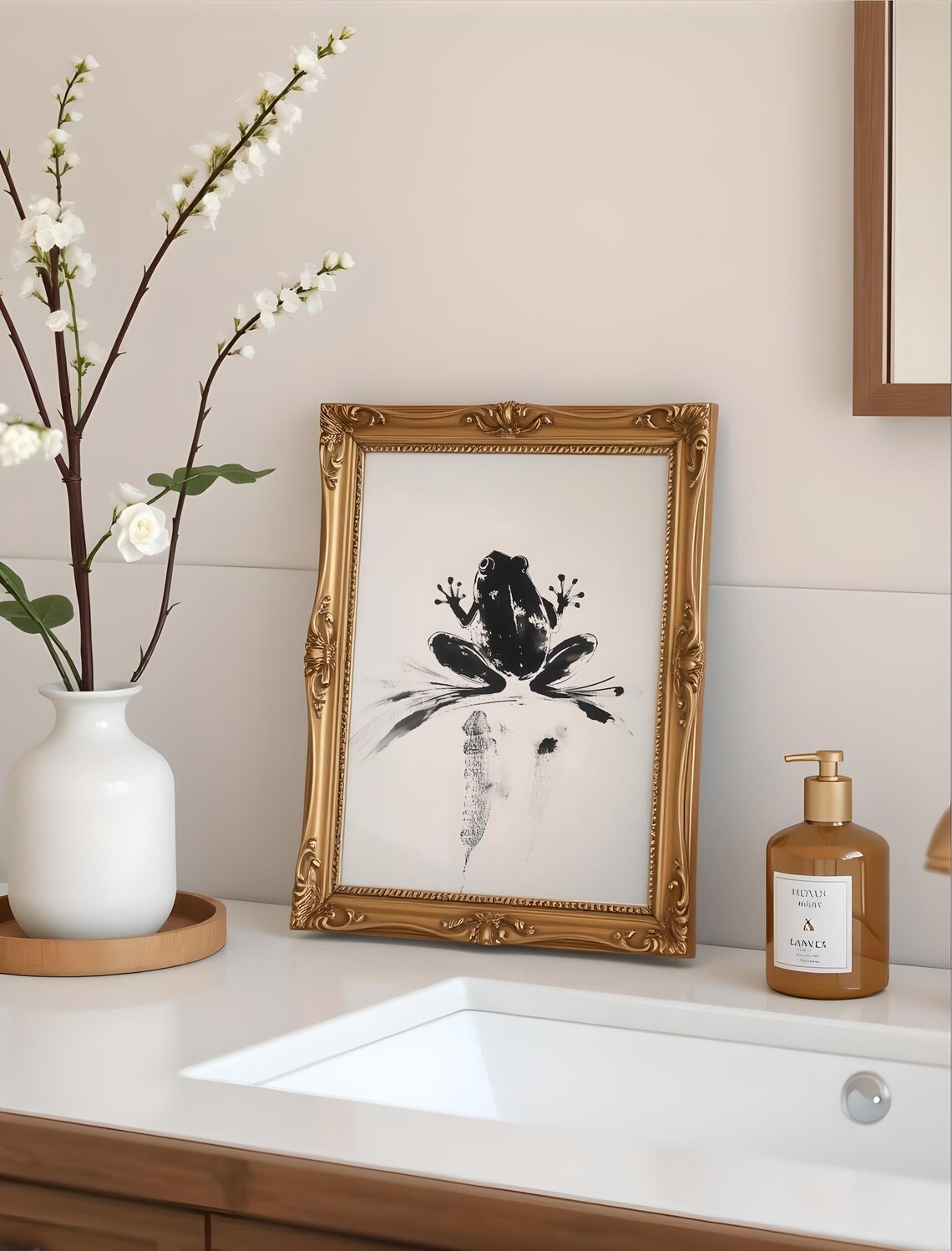 Sumi-E Ink Frog, Minimalist Japanese Style - Image 2