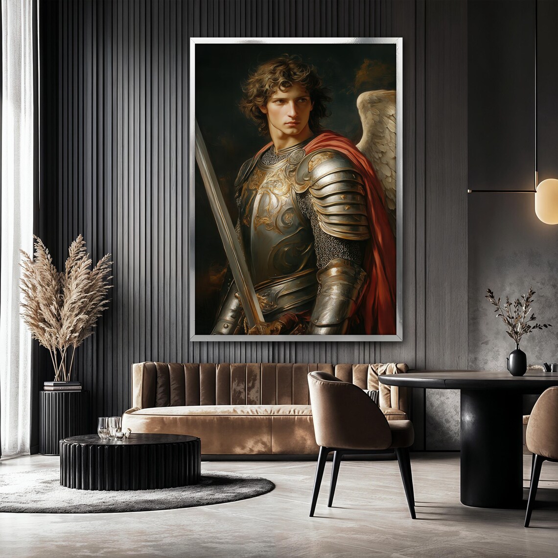 Noble Archangel Painting, Medieval Guardian Art Print - Image 2