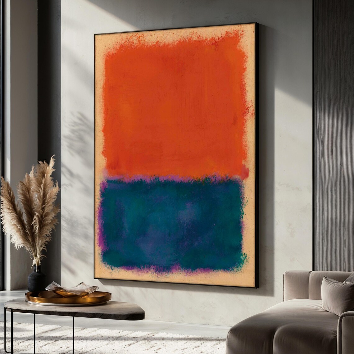 Mark Rothko Style Orange Teal Rectangles Color Field Art Poster