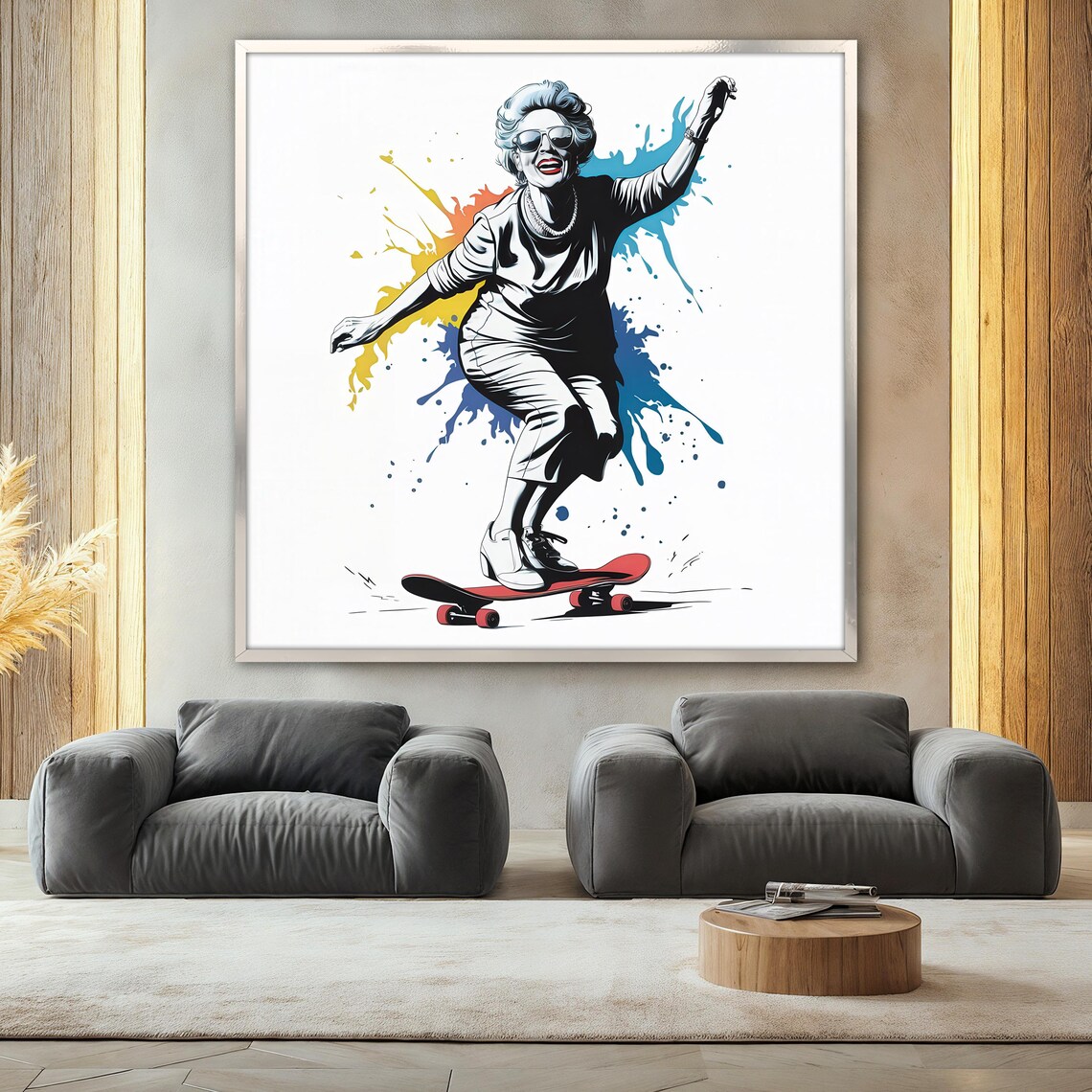 Skater Grandma Painting, Funny Street Style Gift - Image 2