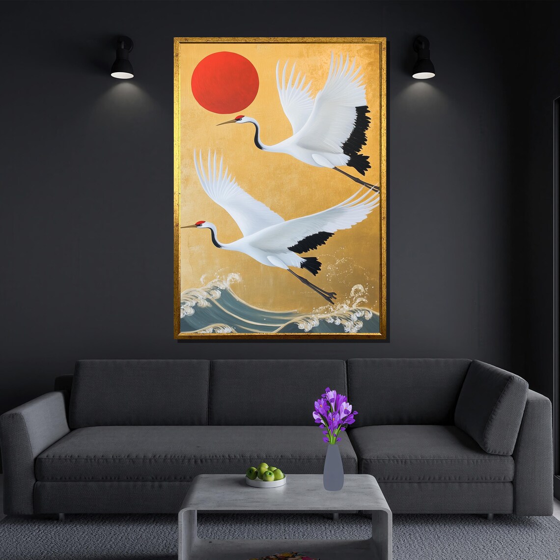 Japanese Cranes Painting, Elegant Asian Style - Image 3