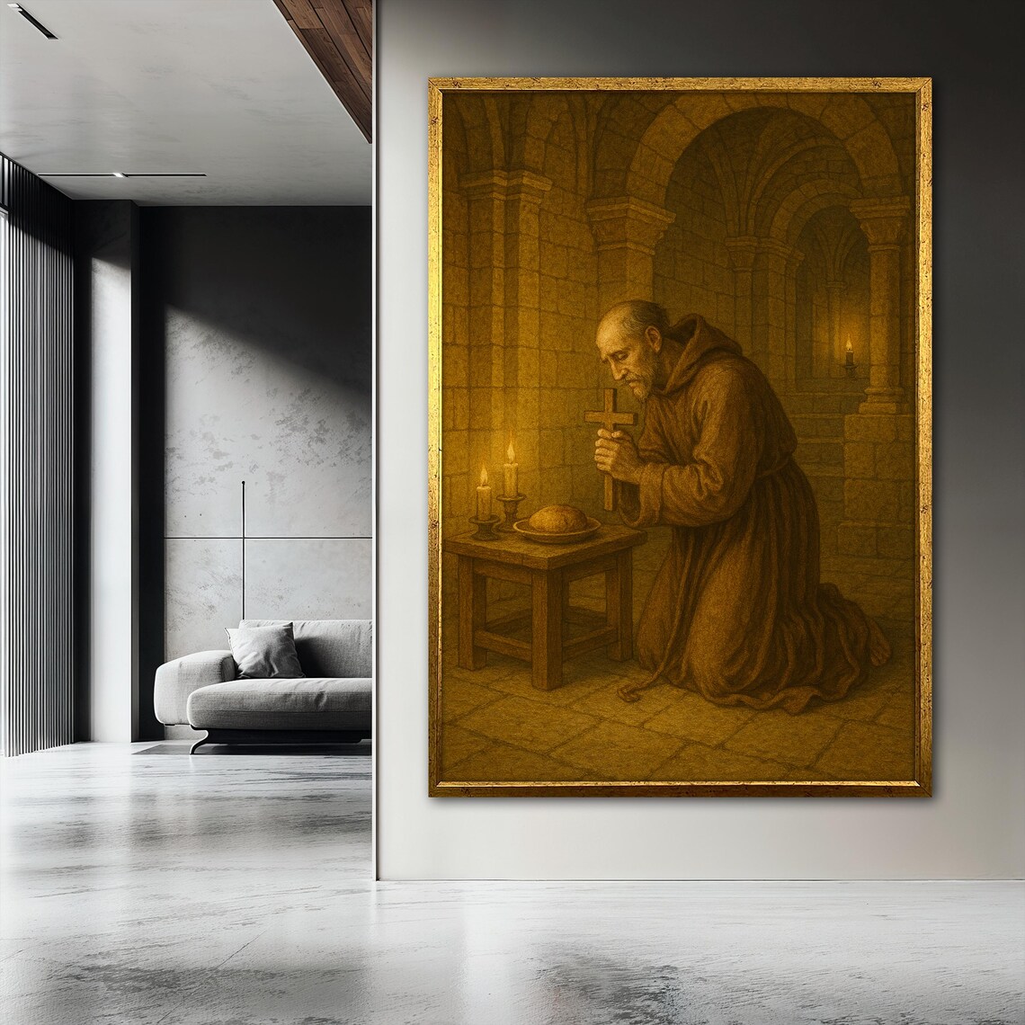 Prayer Before A Simple Meal, Monk In Monastery Art Print - Image 3