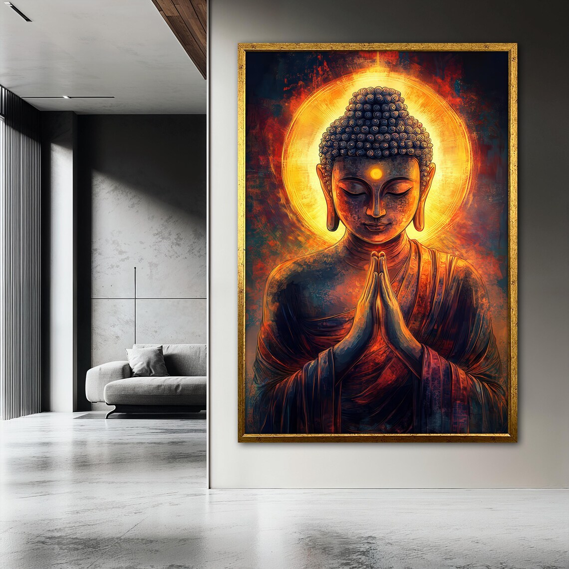 Radiant Buddha Painting, Zen Meditation Decor - Image 3