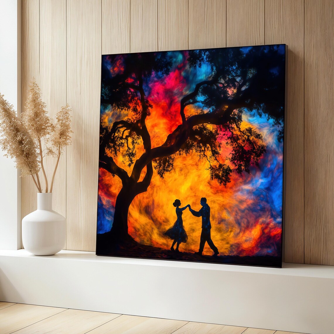 Passionate Couple Painting, Sunset Dance Scene