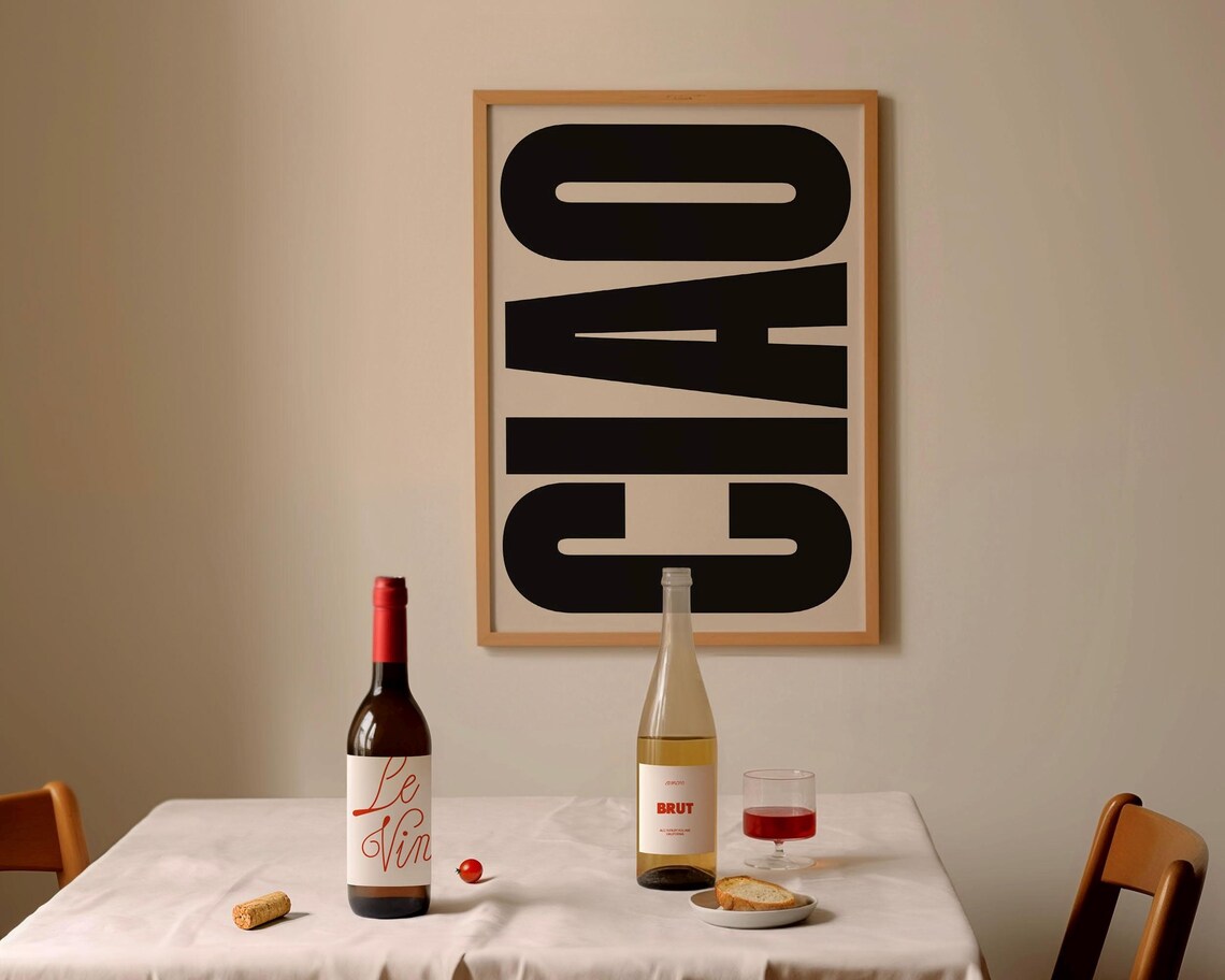Ciao Italian Quote Art Print, Minimalist Typography