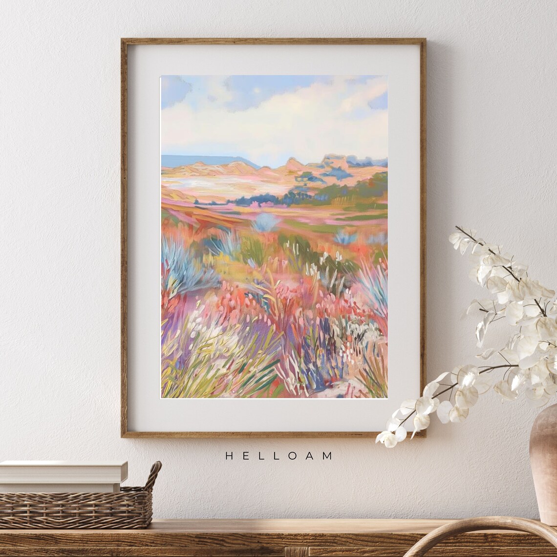 Abstract Vintage Landscape Art Print, Bedroom Decor - Image 2