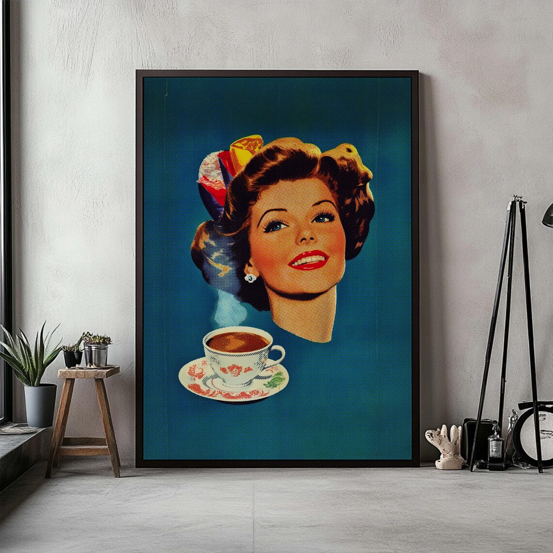 Vintage 1950s Coffee Poster Retro Mid Century Advertising Print Halftone Pop Art Wall Decor - Image 3