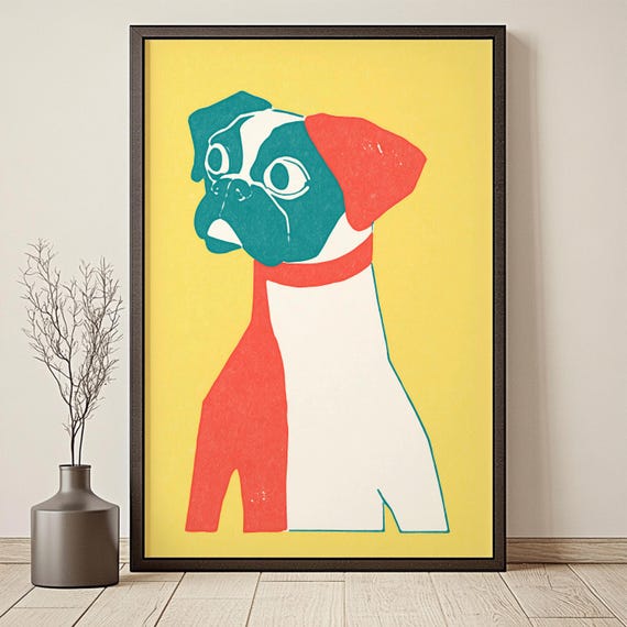 Boxer Dog Pop Art Print Modern Abstract Dog Poster Bold Colorful Pet Wall Art Unique Boxer Lover Gift