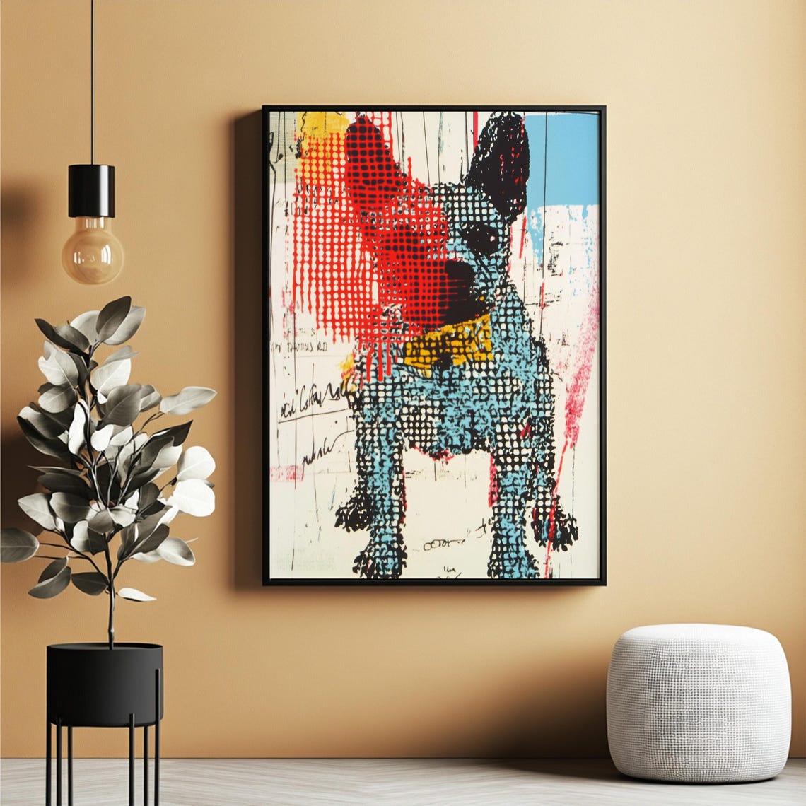 French Bulldog Pop Art Print Grunge Retro Dog Wall Art Bold Halftone Collage Instant - Image 4