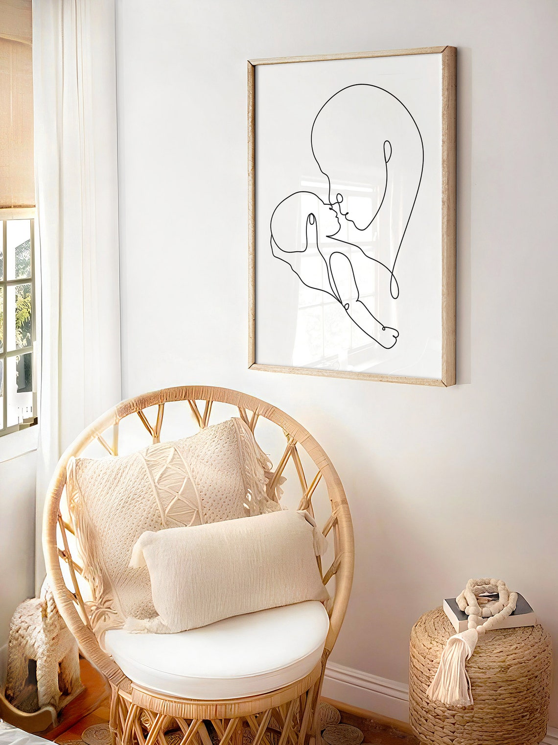 Mom And Baby Line Art Mother And Child Wall Art Newborn Line Drawing Baby Shower Gift Minimalist Nursery Art Motherhood Gift - Image 2