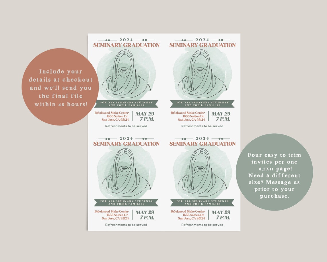 2024 Seminary Graduation Editable Invitation Printable Faith Poster - Image 2