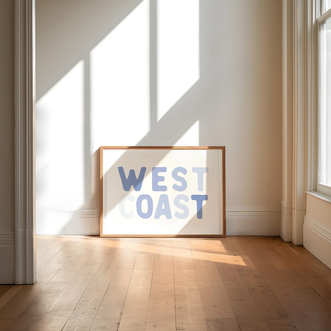 West Coast Blue Bubble Letters Coastal Beach House Decor Poster - Image 2