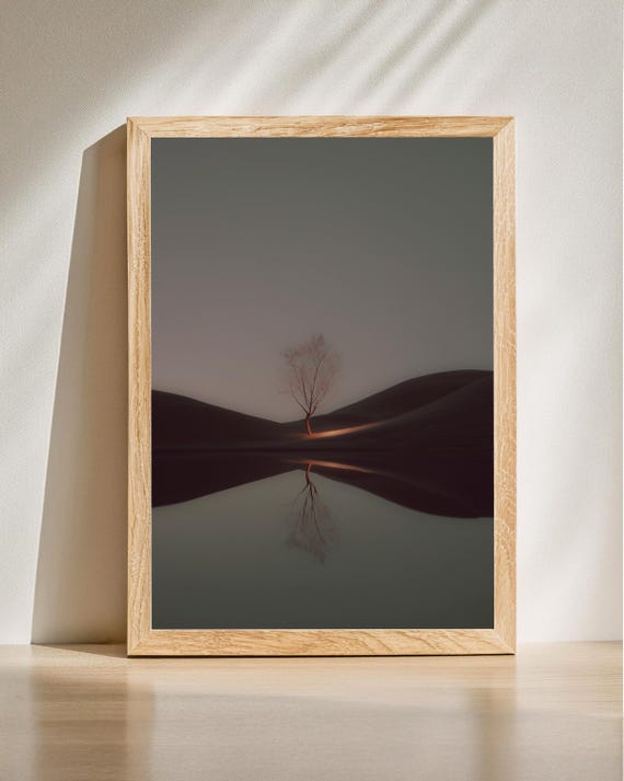 Ethereal Tree Reflection Minimalist Dreamscape Serene Landscape Wall Art Tranquil Nature Scene