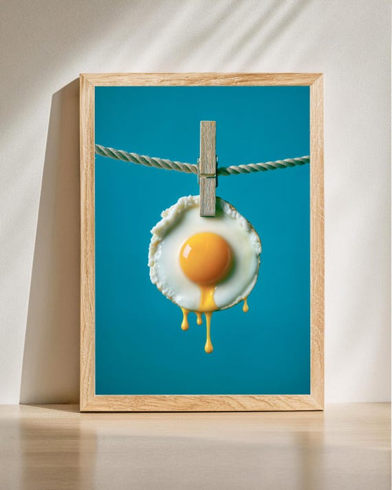 Minimalist Egg Art Print, Retro Kitchen Decor