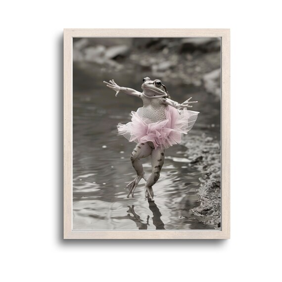 Dancing Frog In Pink Tutu Whimsical Ballet Pond Photo Poster
