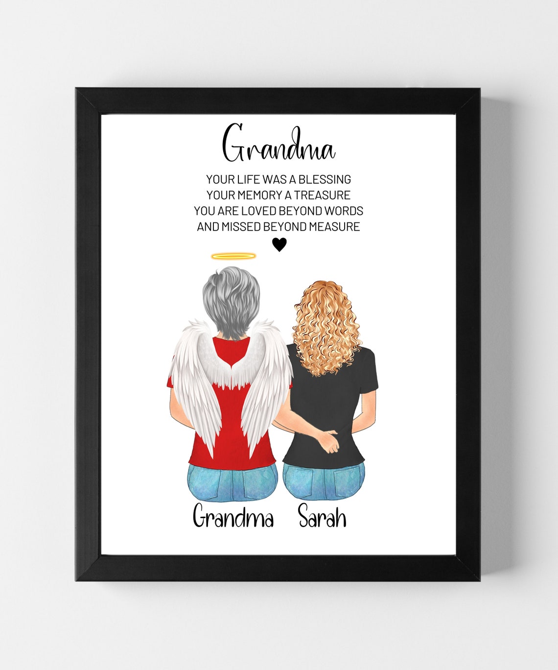 Grandma Memorial Angel Wings Remembrance Sympathy Gift Poster