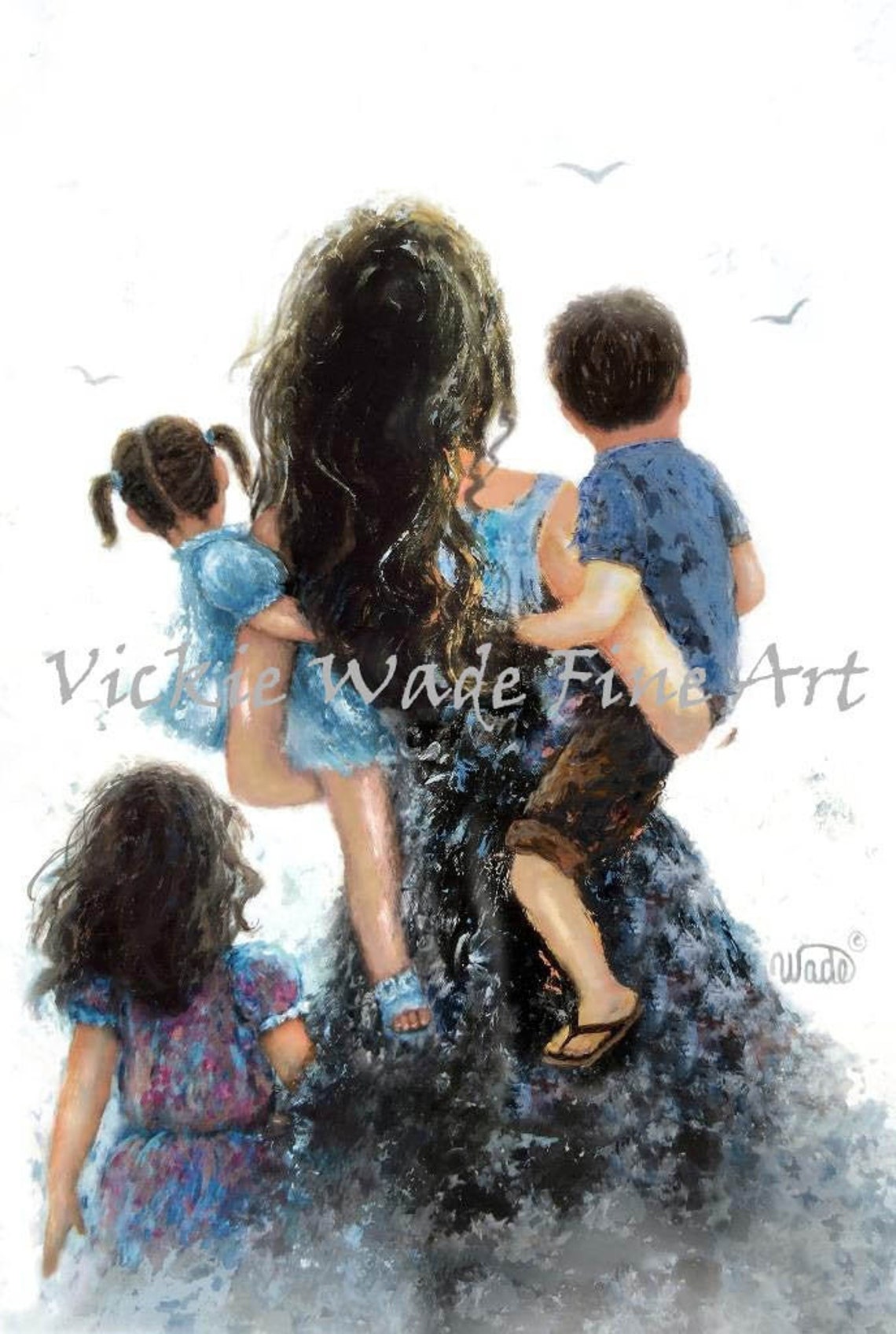 Mother Carrying Her Children, Two Daughters and a Son Poster