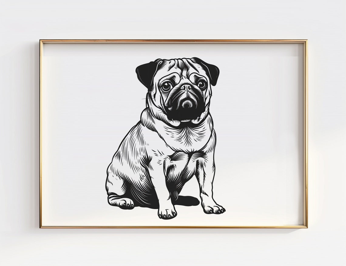 Pug Line Drawing Abstract Dog Art Print
