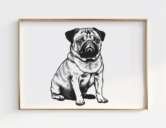Pug Line Drawing Abstract Dog Art Print