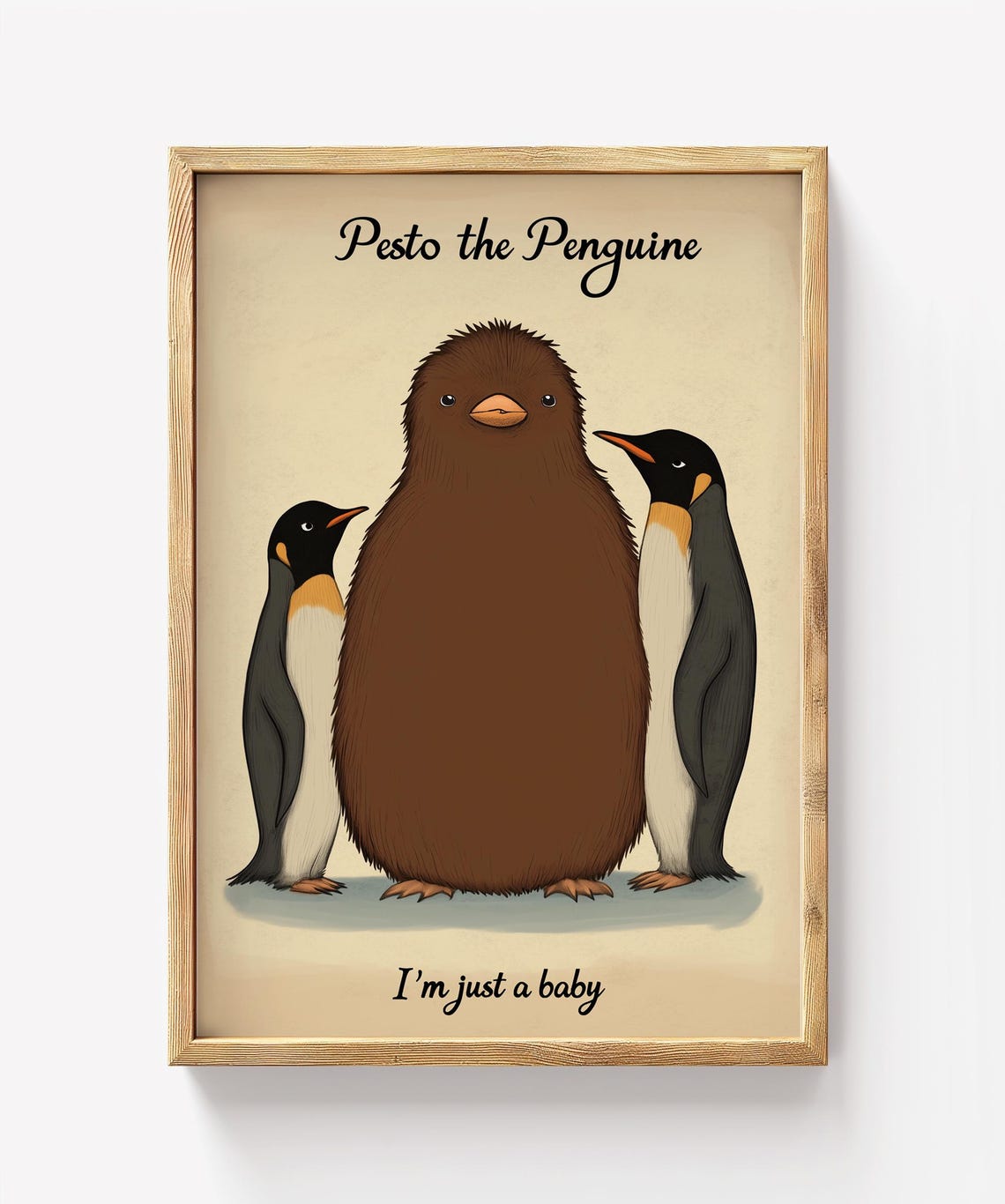 Pesto the Penguine Vintage Style Fluffy Baby Penguin Funny Poster