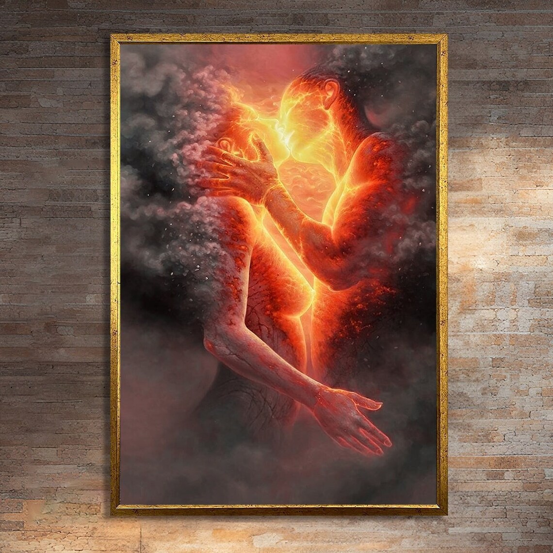 Fiery Embrace Abstract, Modern Home And Office Decor
