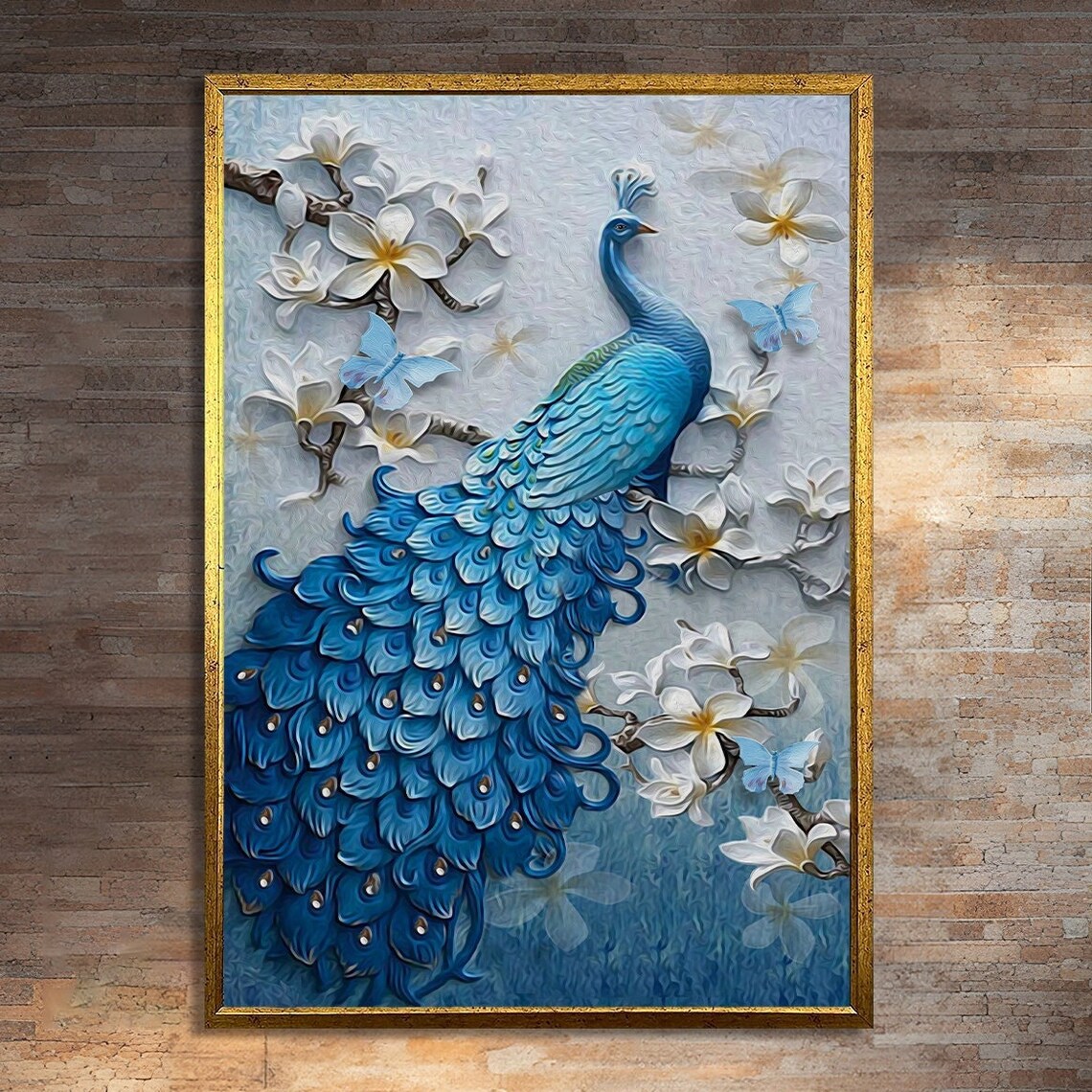 Elegant Peacock Art Print, Graceful Animal Painting